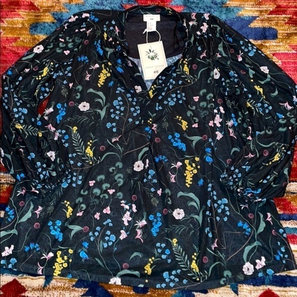 NWT H&M x Anna Glover Cottagecore Floral Boho Balloon Sleeve Casual Blouse Top - Picture 2 of 7